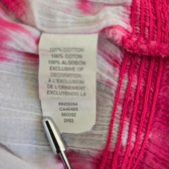 Girls Place Tie Die Embroidered Shirt Size Large 10 - 12 Pink White Summer Top - Picture 7 of 8